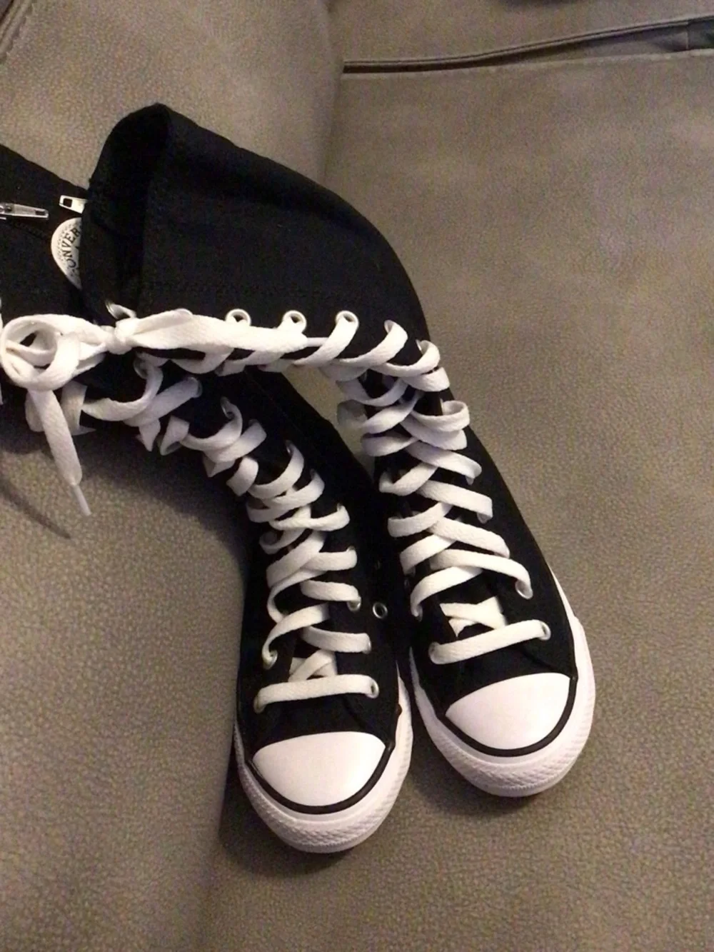 Converse Black and White High Top Lace-Up Sneakers
